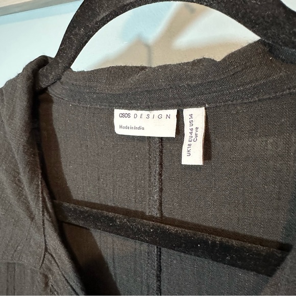 ASOS Design Curve Textured Button Through Line Tunic/Shirt in Black - Picture 7 of 11